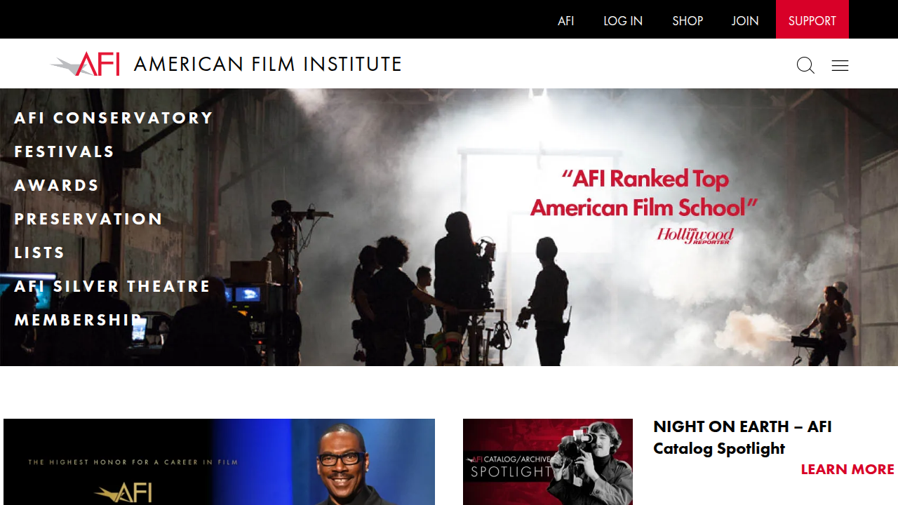 The homepage of the AFI Catalog, a valuable resource for film history and detailed movie information.
