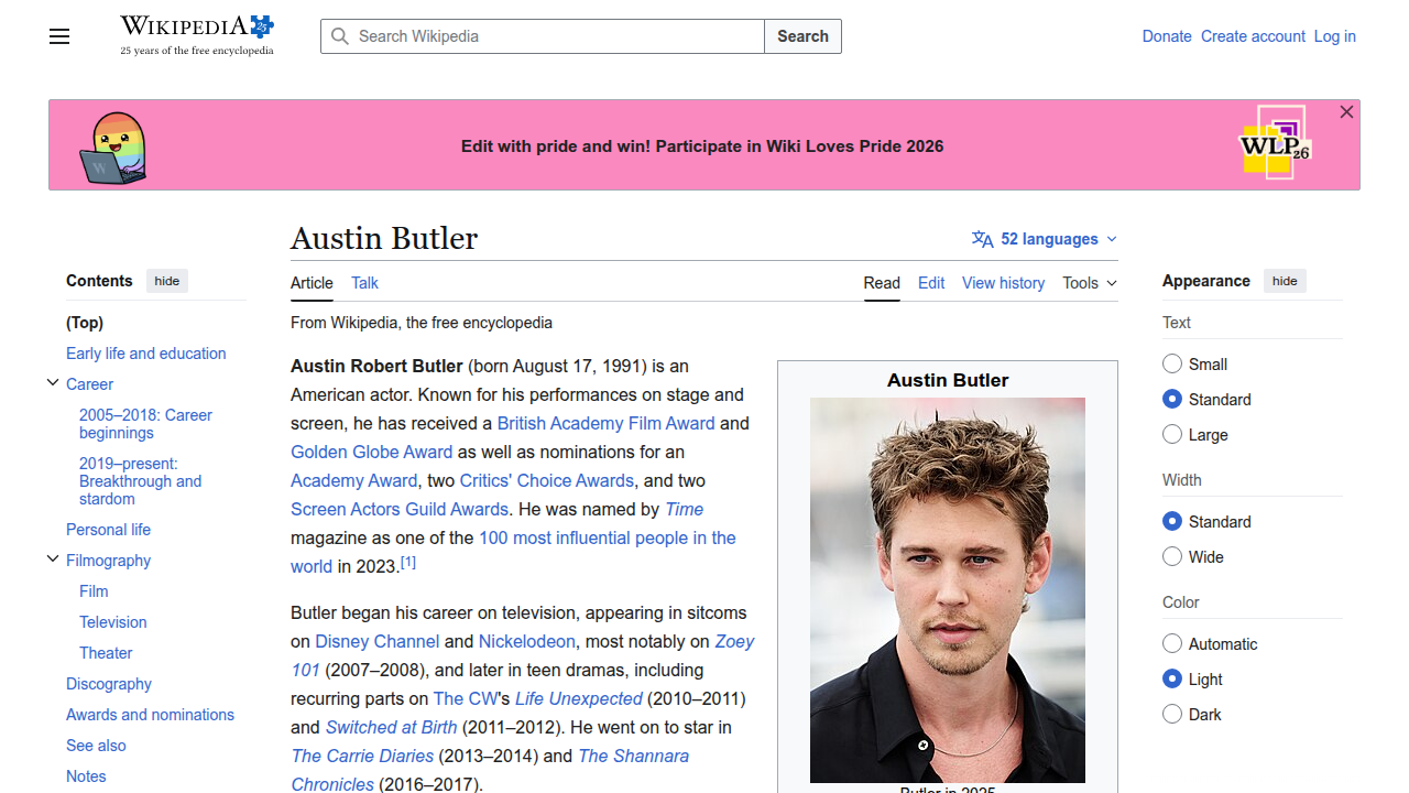 Explore Austin Butler's comprehensive filmography and career details on his official Wikipedia page.